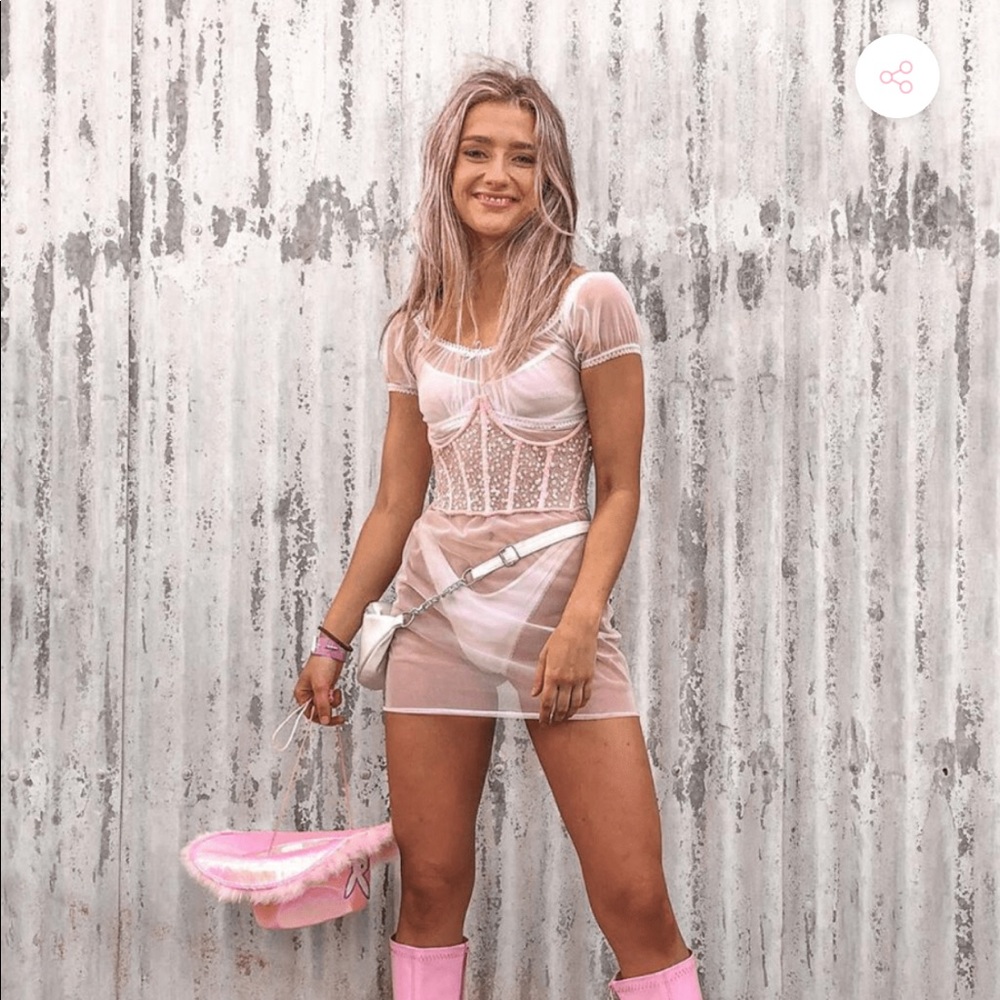 COPY - CINDY SHEER MESH MINI DRESS - WHITE